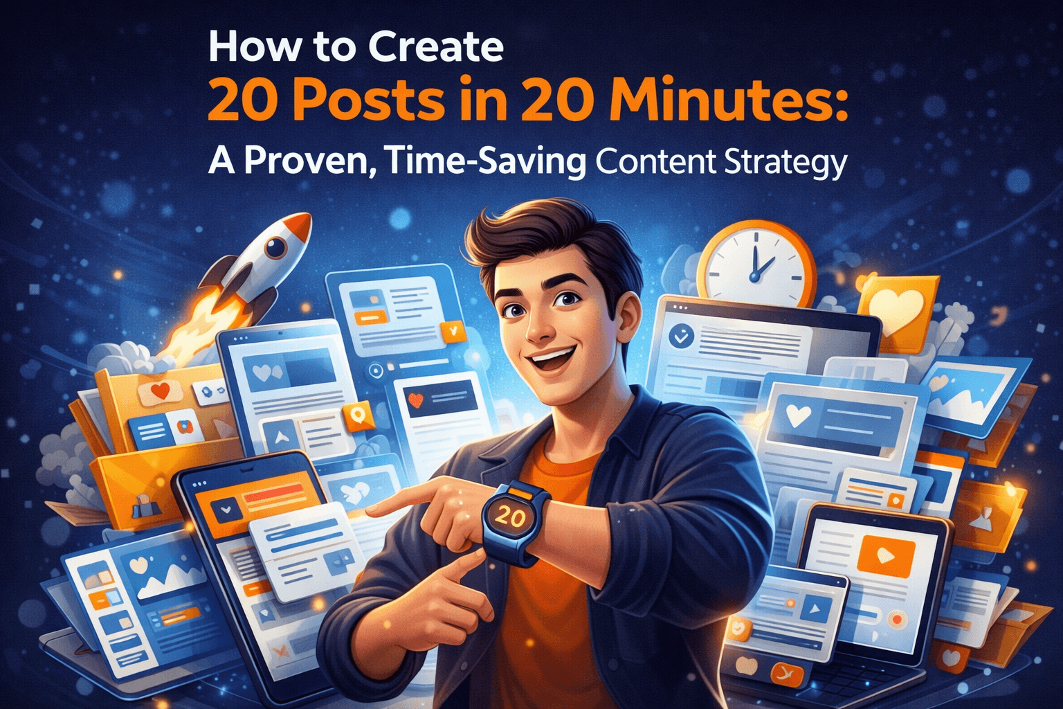 How to Create 20 Posts in 20 Minutes: A Proven, Time-Saving Content Strategy 1 How to Create 20 Posts in 20 Minutes: A Proven, Time-Saving Content Strategy